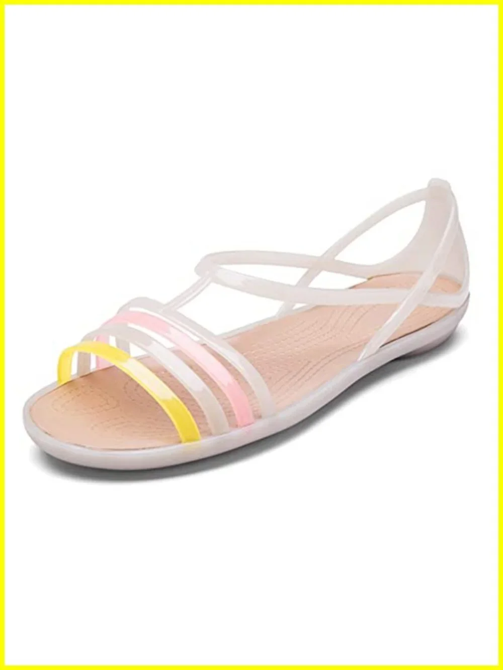 Women's Neon Jelly Open Toe T-Strap Sandals Summer Rainbow Gladiator Clear